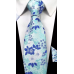 3delige set stropdas pochet manchetknopen tinten blauw en wit Bloemen